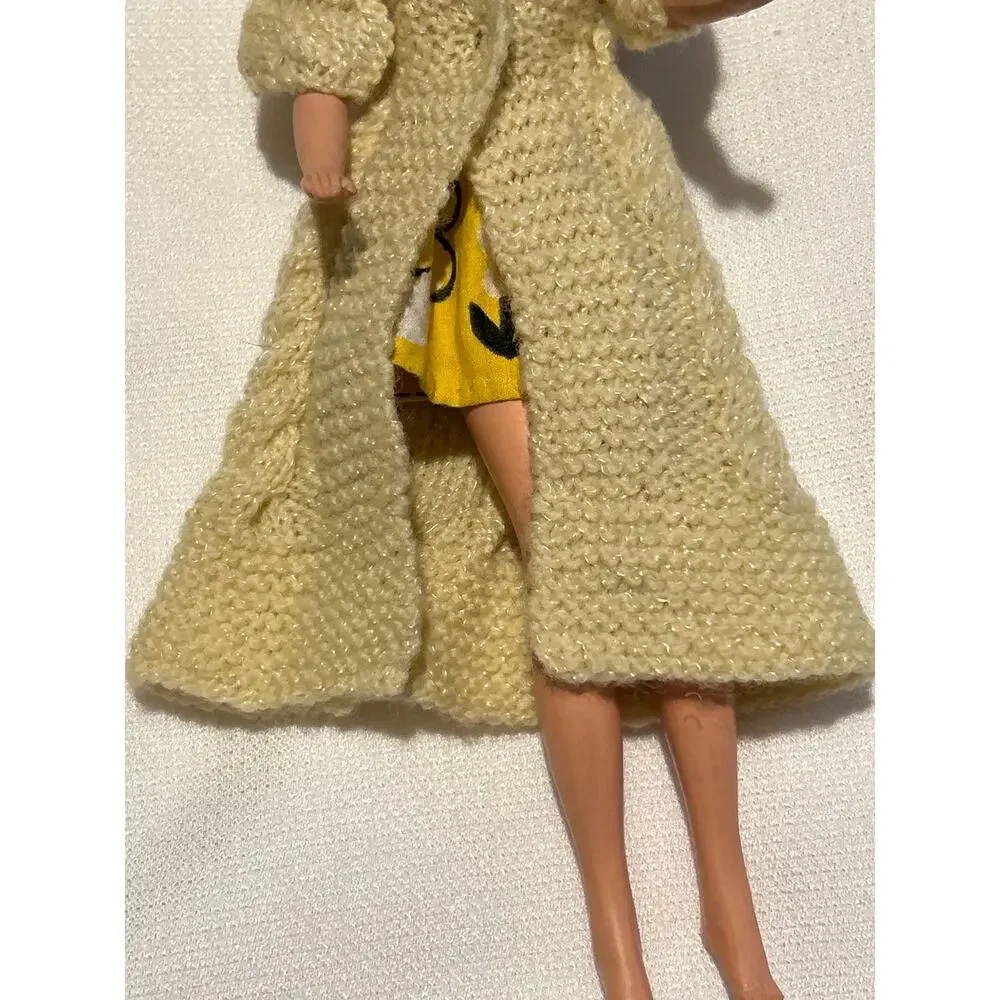 Vtg Doll Sweater Yellow Crochet Fits Tressy 12’, Fashion Dolls Clothes Homemade